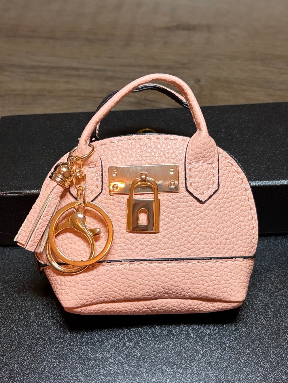 Mini Dome Satchel Keychain in Blush Pink with Gold Hardware